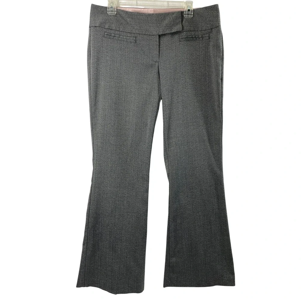 Maurices Dress Pants Womens Size 11 12 Gray Herringbone Bootcut‎ Trousers Office